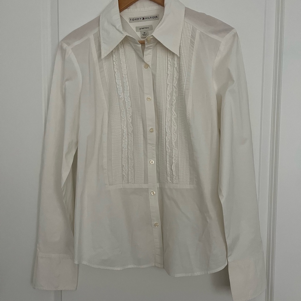 Tommy Hilfiger Women's Ivory Button Down Shirt